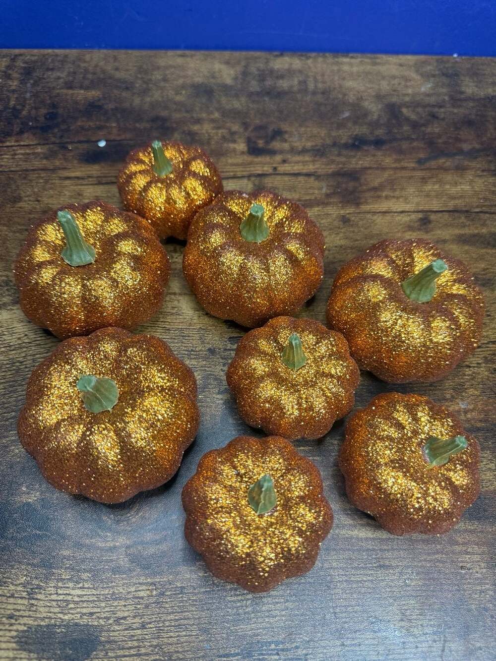 Styrofoam Glitter Pumpkin Fall Halloween Decor Set of 8